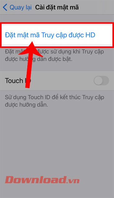 Nhấn vào mục Đặt mật khẩu Truy cập HD