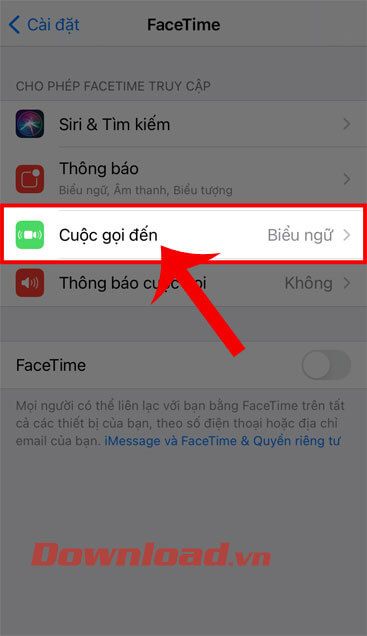 Nhấn vào mục Cuộc gọi đến