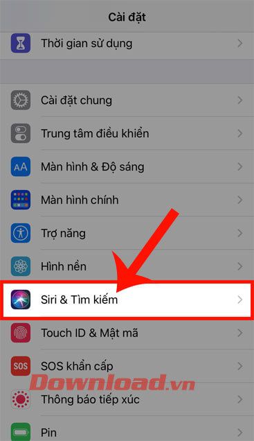 Chọn Siri & Tìm kiếm