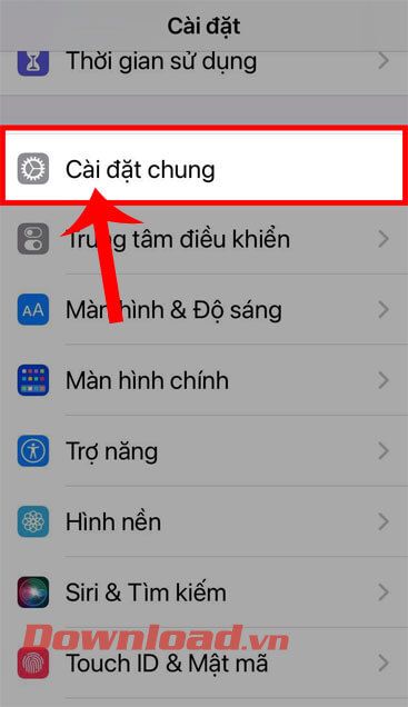 Chọn Cài đặt chung