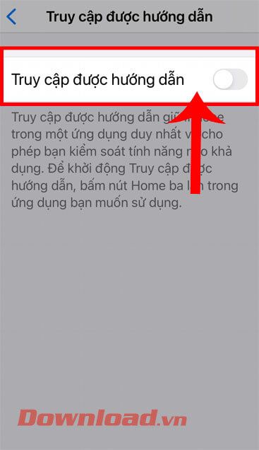 Bật công tắc ở mục Truy cập được hướng dẫn