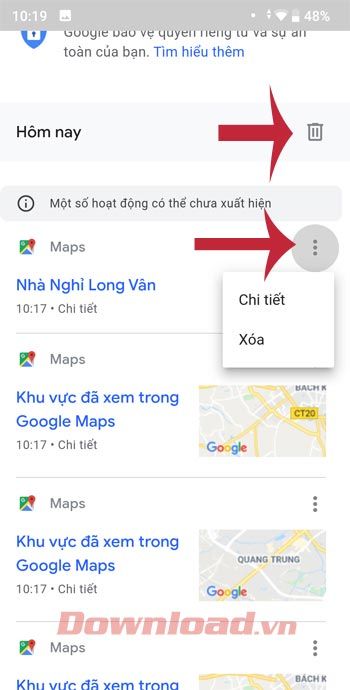 Xóa lịch sử trên Google Maps