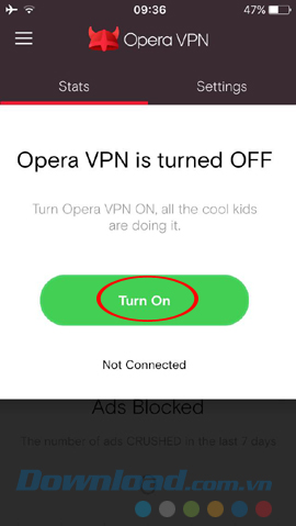 Bật VPN trên Opera Developer