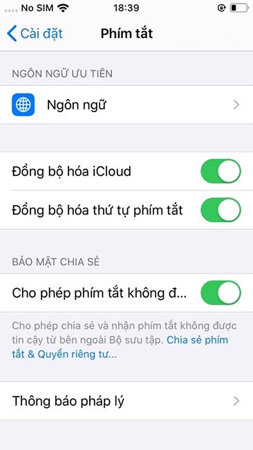 Chọn Tùy chọn phím tắt không đáng tin cậy