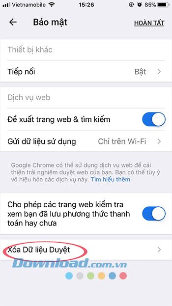 Xóa lịch sử duyệt web