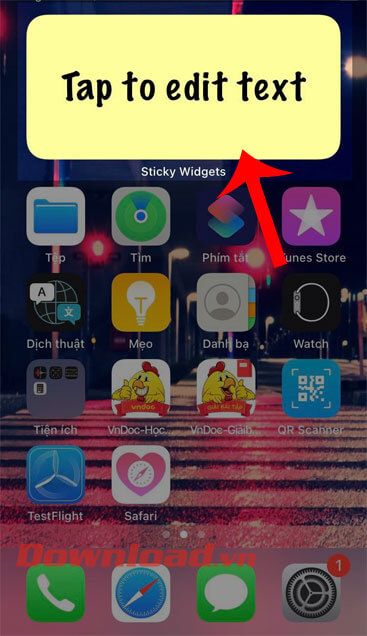 Chạm vào widget bạn vừa tạo