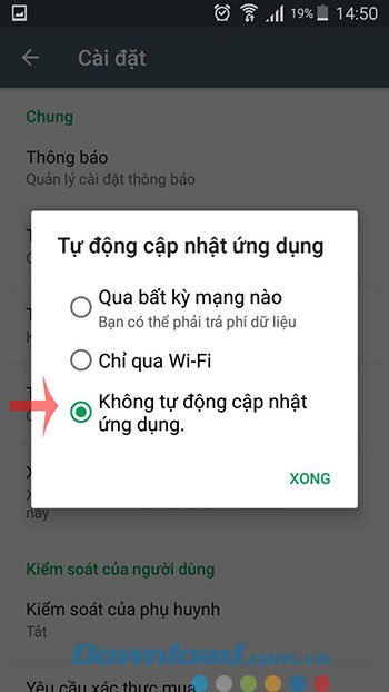 Tắt tính năng tự động cập nhật ứng dụng