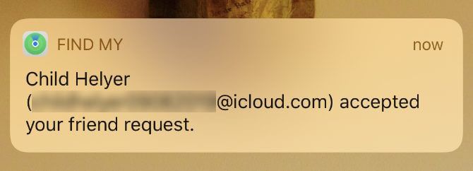 Find My thông báo bạn bè đã chấp nhận yêu cầu của bạn