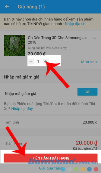 Nhập số lượng sản phẩm cần mua