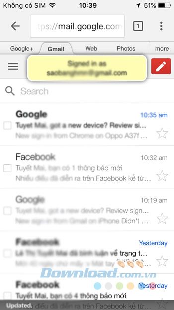 Giao diện của Gmail