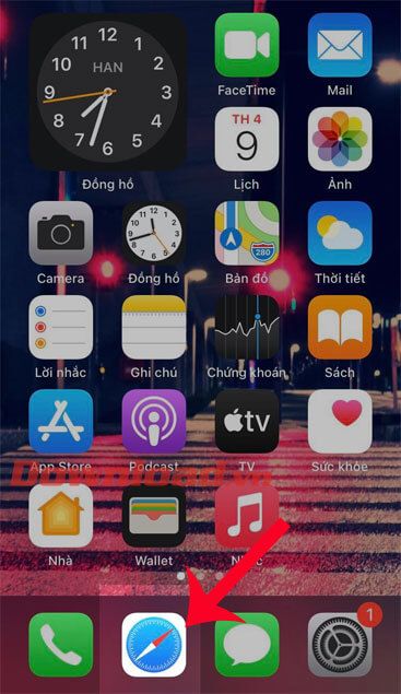 Mở trình duyệt Safari trên điện thoại