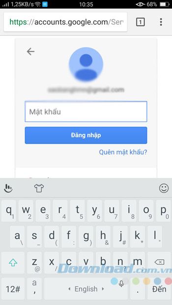 Nhập mật khẩu của Gmail