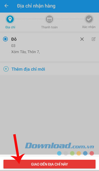 Click vào Giao hàng đến địa chỉ này