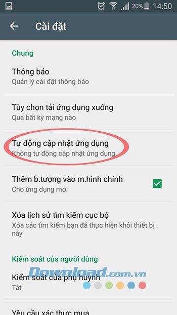 Cập nhật ứng dụng tự động