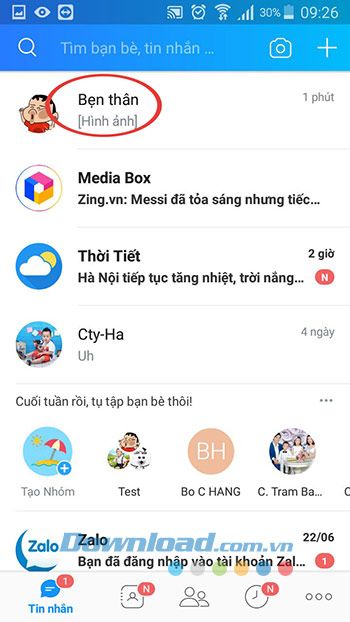 Chọn người bạn muốn gửi tin nhắn