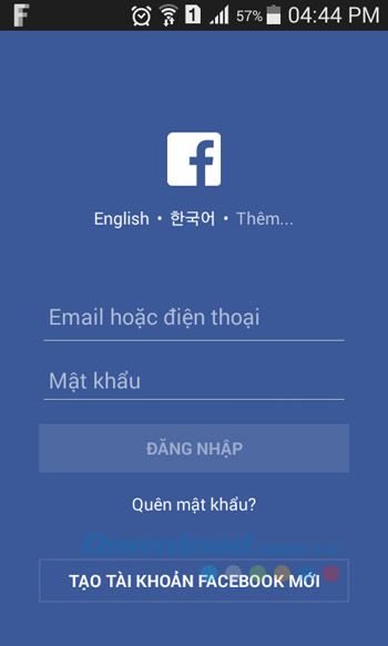 Đăng nhập vào Facebook