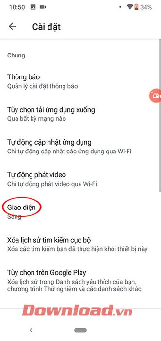 Thiết lập chế độ tối