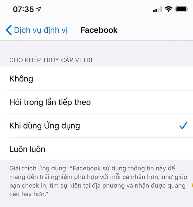 Sử dụng dữ liệu vị trí chỉ một lần khi cho phép trên iOS 13