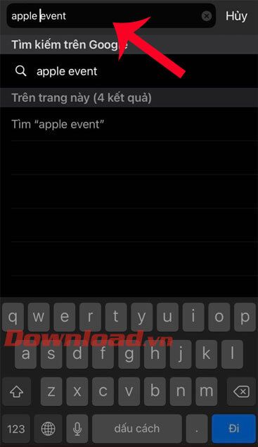 Nhập từ khóa Sự kiện Apple