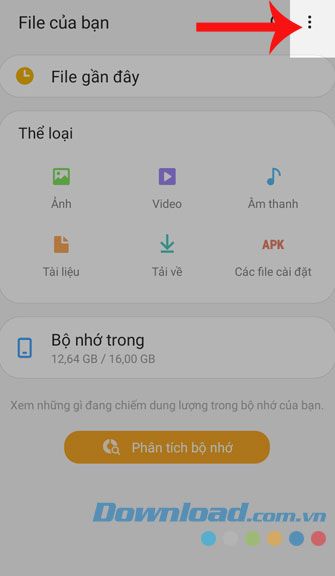 Nhấn vào biểu tượng ba chấm