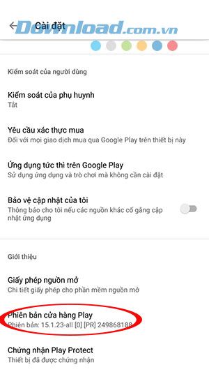 Kiểm tra phiên bản hiện tại của Google Play