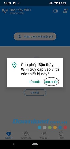 Cho phép ứng dụng truy cập vào vị trí