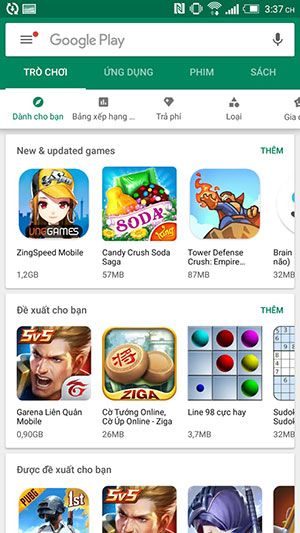 Giao diện mới nhất của Google Play