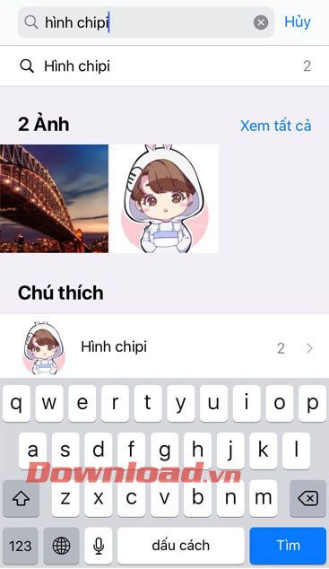 Nhập caption và tìm kiếm ảnh