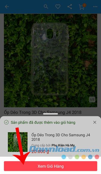 Click vào Xem giỏ hàng