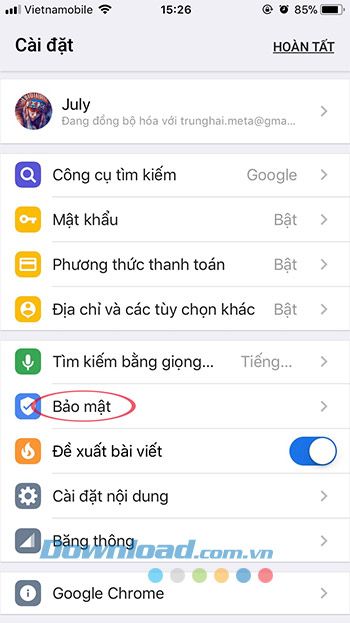 Bảo mật Chrome