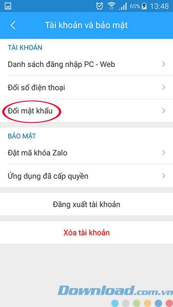 Thay đổi mật khẩu