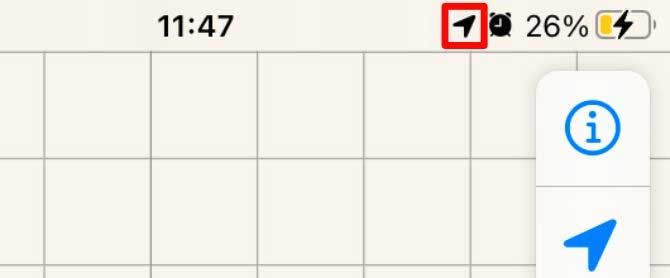 Mũi tên chỉ báo vị trí trên iPhone