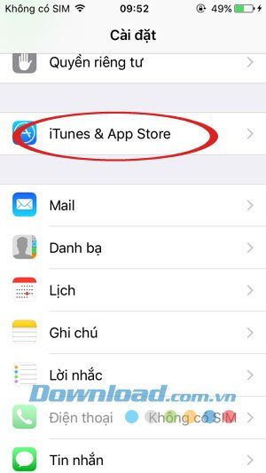 Chọn tài khoản iTunes