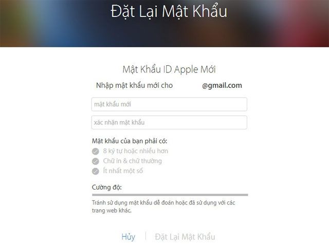 Nhập mật khẩu ID Apple mới