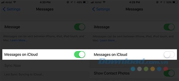 Tắt Messages trên iCloud