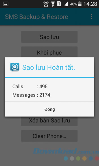 Sao lưu hoàn tất