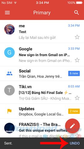 Hoàn tác gửi email