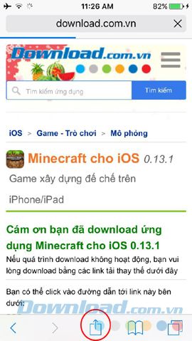 Mở trang cần lưu trên iPhone