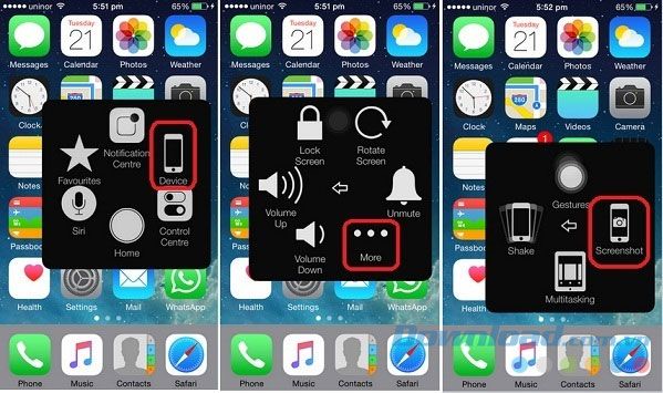 Chụp ảnh màn hình iPhone bằng Home ảo