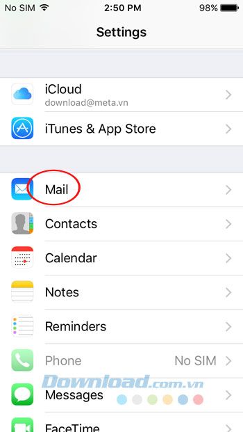 Thiết lập Mail