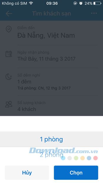 Chọn phòng trong khách sạn