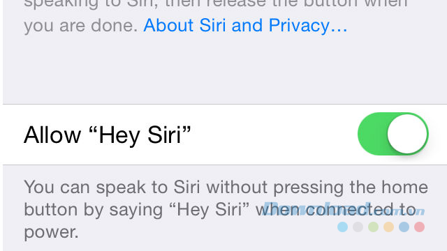 Bật tính năng Hey Siri.