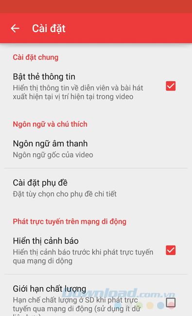 Thiết lập ứng dụng