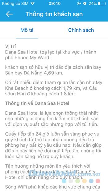 Xem thông tin chi tiết về khách sạn