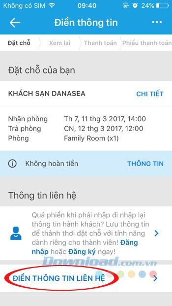 Nhập thông tin liên hệ