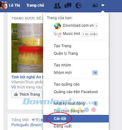 Thiết lập cài đặt cho Facebook