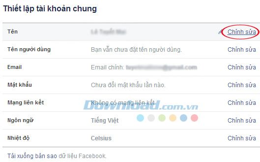 Cách điều chỉnh tên hiển thị trên Facebook