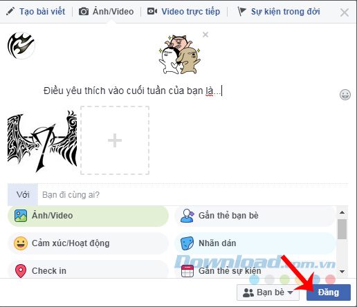 Hoàn thành việc đặt câu hỏi trên Facebook