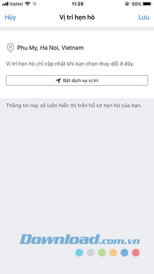 Đổi vị trí hẹn hò trên Facebook