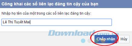 Nhập tên của một trong số liên hệ tin cậy